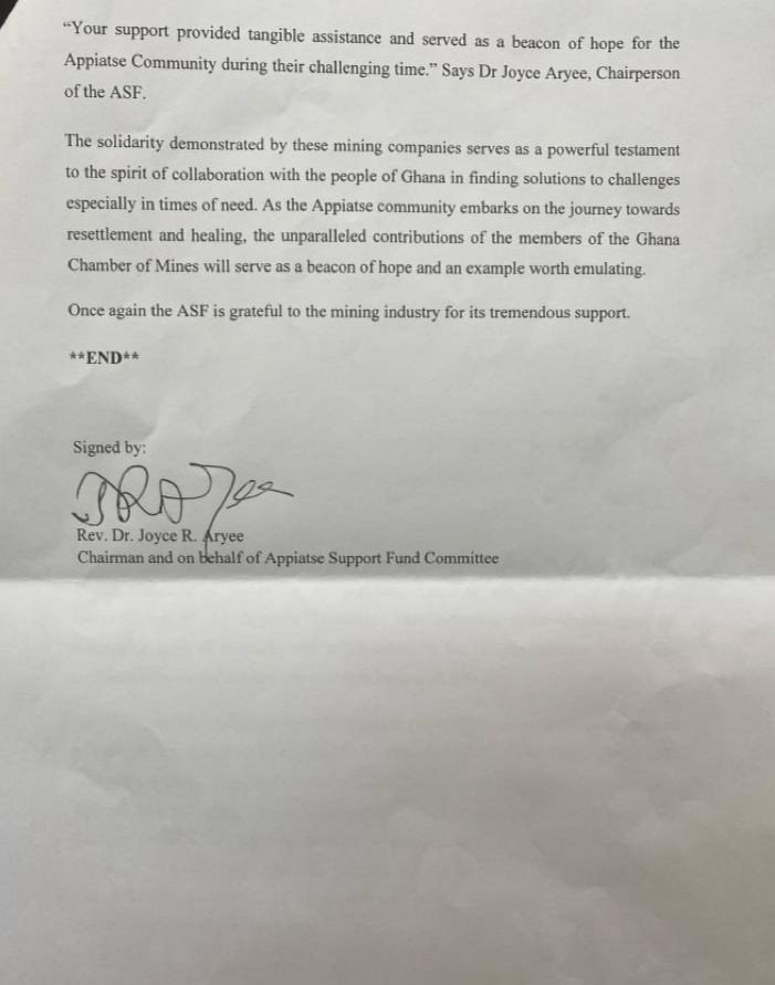 Appiatse Support Fund Commends Members of Ghana Chamber of Mines 2