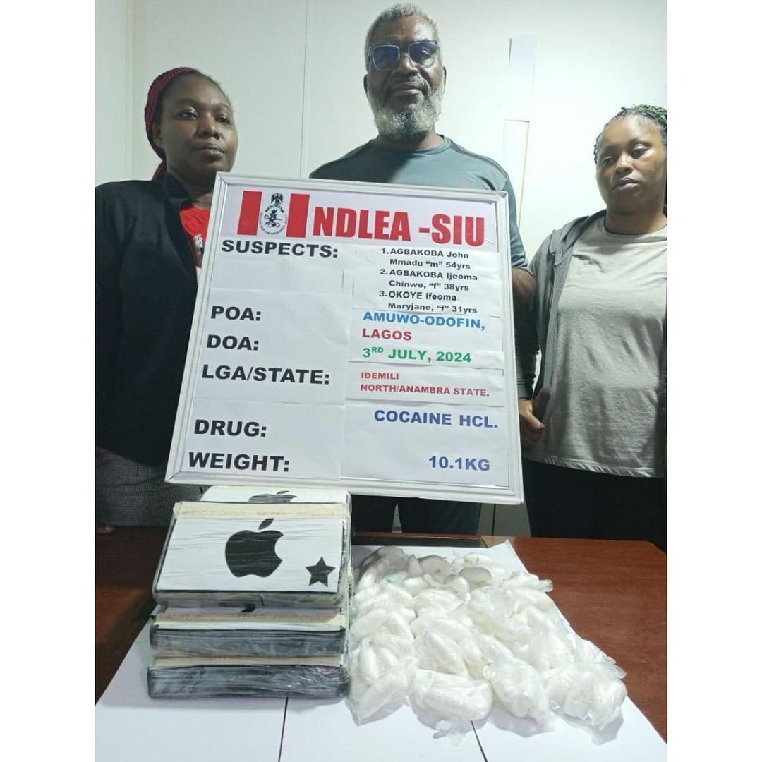 Husband and Wife Arrested As Nigeria raids cocaine syndicate to recover 2.1 billion Naira Worth of drugs 1