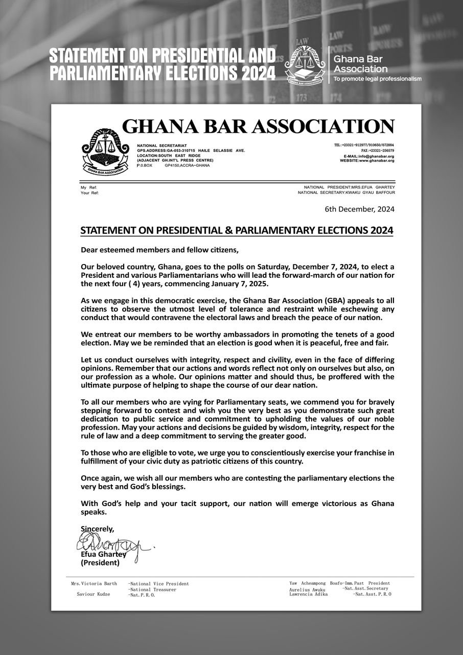 Ghana Bar Association Urges Tolerance Ahead of 2024 Election 1