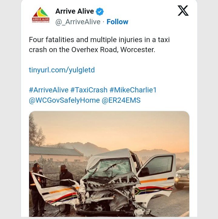 3 Children, One Adult Killed In South Africa's Car Crash 1