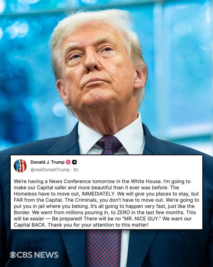 Trump Announces Plans To Move Homeless People 'Far' Away From Washington DC and Jail 'Criminals' 1