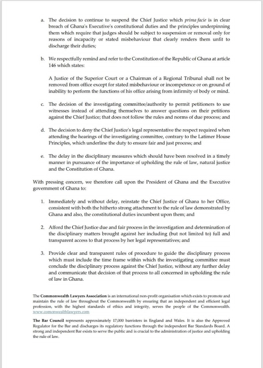 Bar Council of England and Wales Raises Serious Concerns Over Suspension of Ghana’s Chief Justice 2