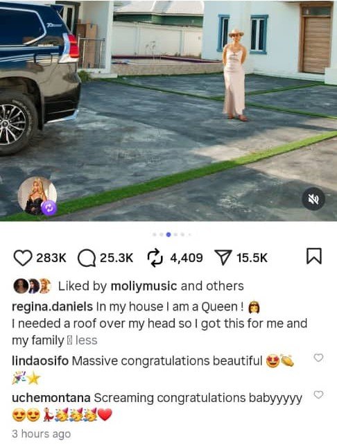 In My House, I Am a Queen — Regina Daniels 'Jabs' Ned Nwoko As She Flaunts Her New Home 5