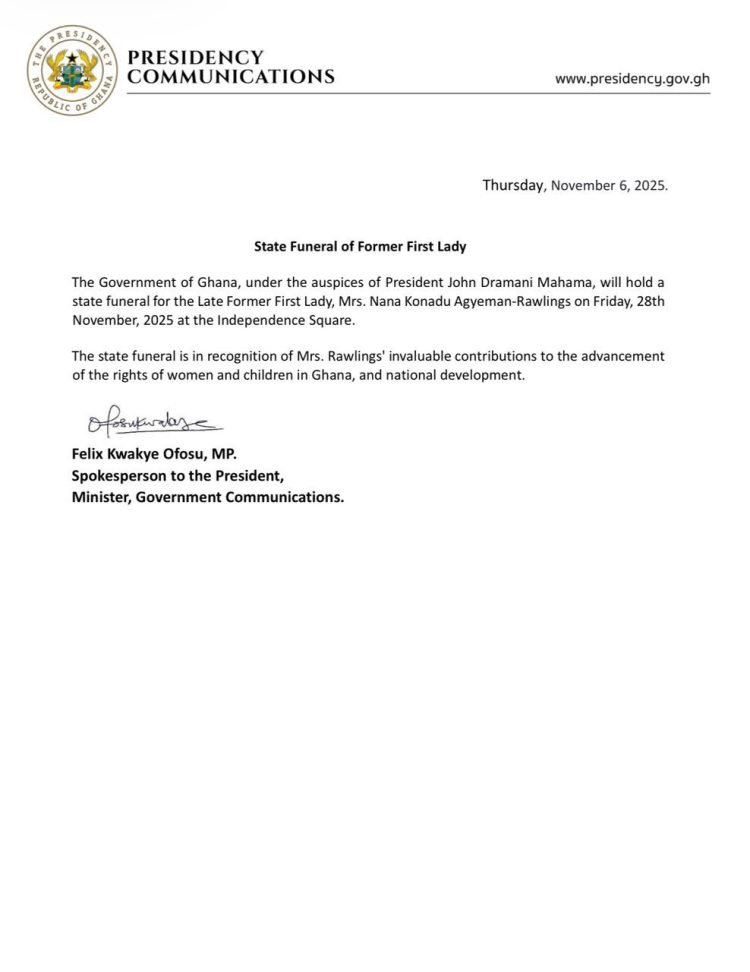 State funeral for Nana Konadu Agyeman-Rawlings 
