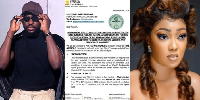Nollywood Actor Taye Arimoro Sues Peggy Ovire for ₦100 Million Over Alleged On-Set Assault