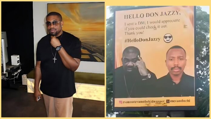 Audacious Move: Man Puts Up Expensive Lagos Billboard to Get Don Jazzy’s Attention Audacious Move: Man Puts Up Expensive Lagos Billboard to Get Don Jazzy’s Attention