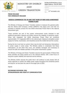 Ghana: GRIDCo Starts Testing Phase to Link 141MW Ahwomaso Power Plant to National Grid