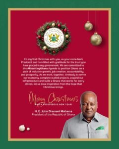 Ghana: Mahama Reaffirms ‘Resetting Ghana’ Vision in First Christmas Message After Return to Office