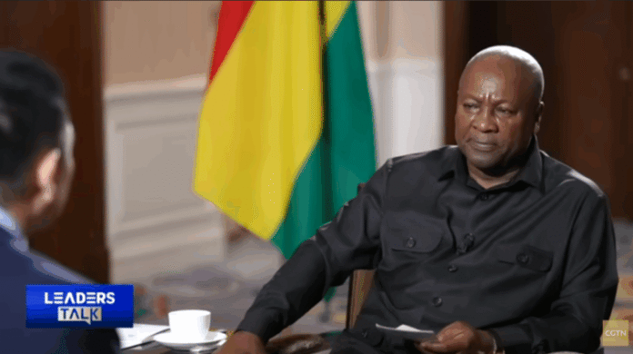 President John Dramani Mahama during the interview with China Global Television Network