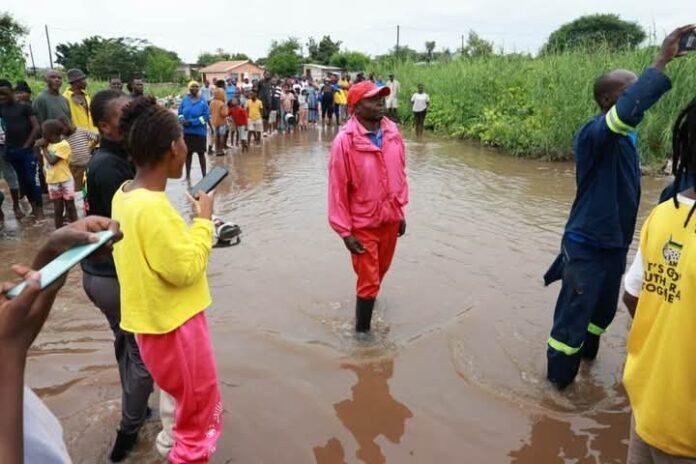 A flooded community in Mpumalanga A flooded community in Mpumalanga