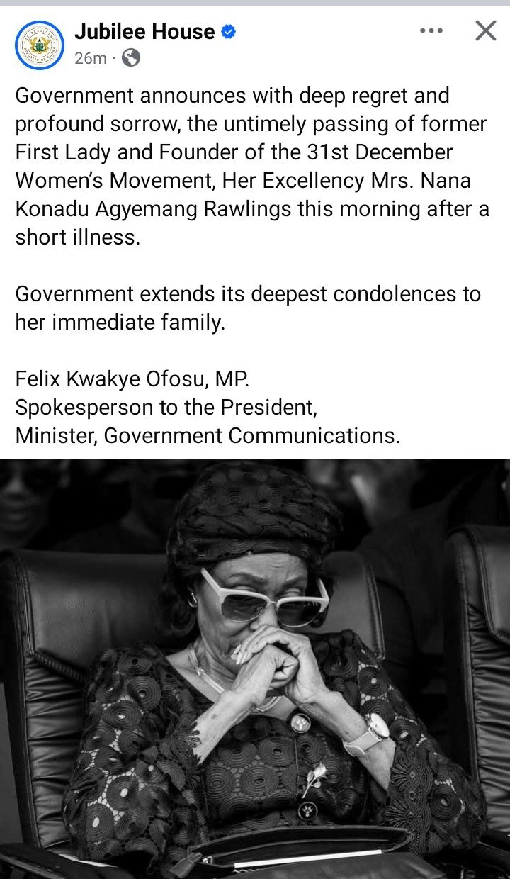 Ghana: Government Confirms Nana Konadu Agyeman-Rawlings' Death 1