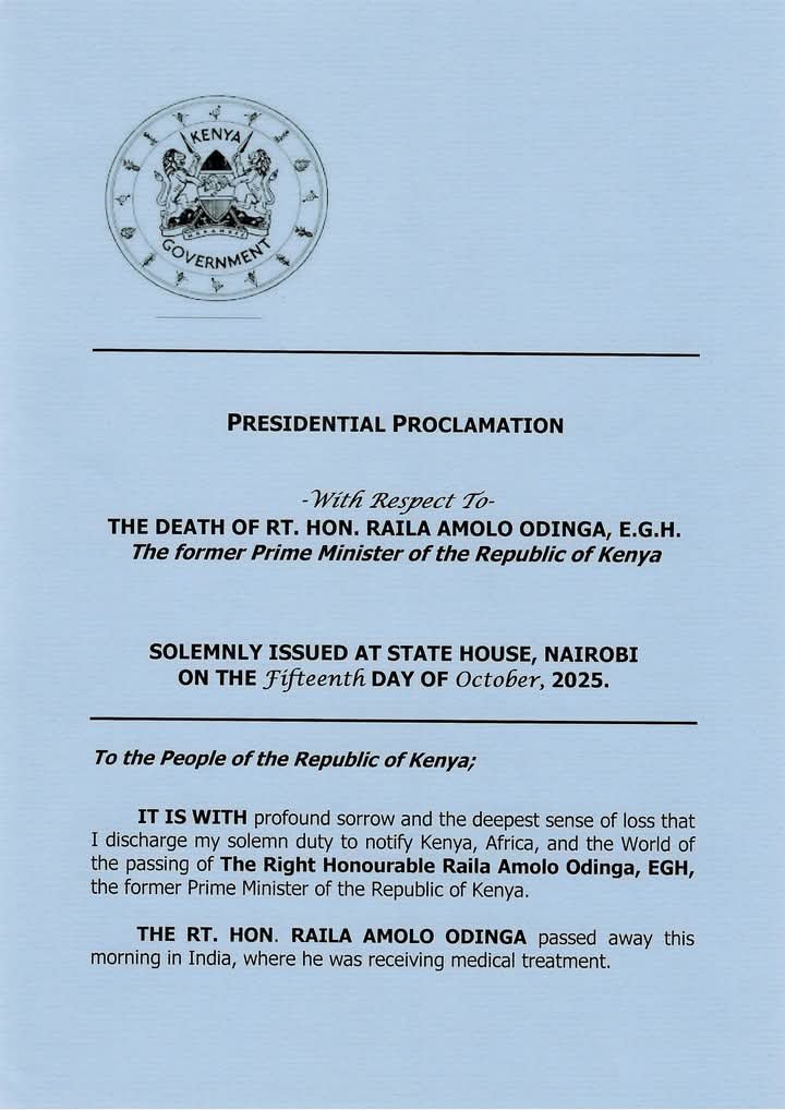 Kenya: President Ruto Announces State Funeral For Raila Odinga  1