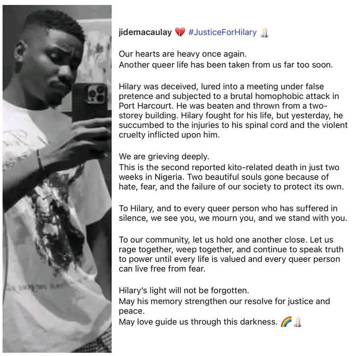 Nigerian Gay Dies After Being Pushed From 2-Storey Building In Alleged Homophobic Attack 1