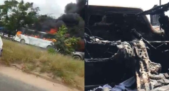 Bus Transporting 83 Students and 5 Teachers Burns Into Ashes In Ghana (Video)