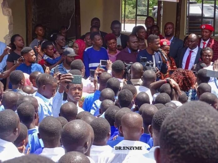 Bobi Wine Visits Gomba, Skips Green Top School in Maya Nanziga, Urges Pupils to Focus on Studies