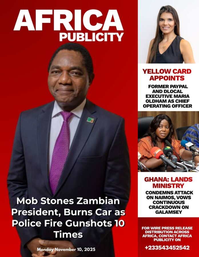 Mob Attack Zambian President, Burn Car As Police Fire Gunshots 10 Times