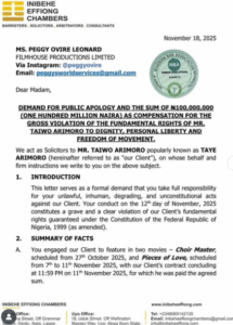 Taye Arimoro sues Peggy Ovire 