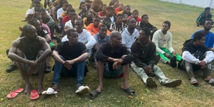 Some Nigerian alleged romance scammers arrested at Dawhenya enclave in the Greater Accra Region of Ghana on December 24, 2025
