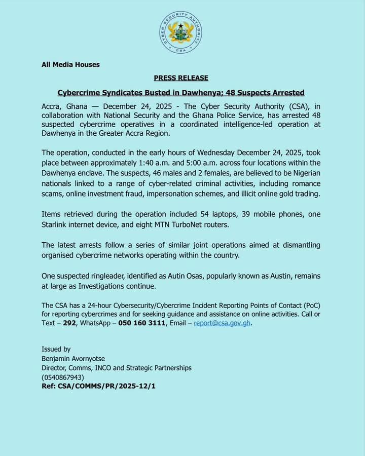 Ghanaian Authorities Arrest 48 Nigerians For Romance Fraud