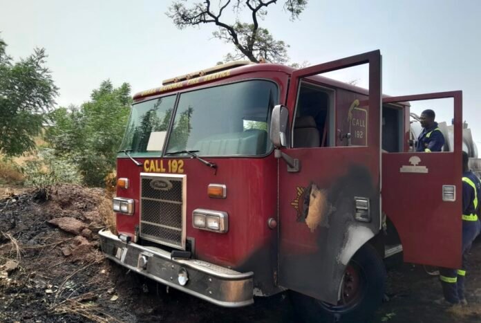 Ghana National Fire Service Truck Catches Fire While Heading to Emergency in Tamale