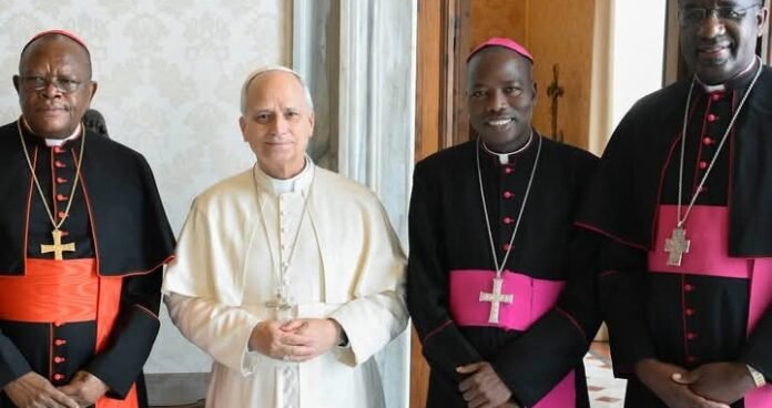 Pope Leo XIV (2nd left) with some Catholic clerics Pope Leo XIV (2nd left) with some Catholic clerics