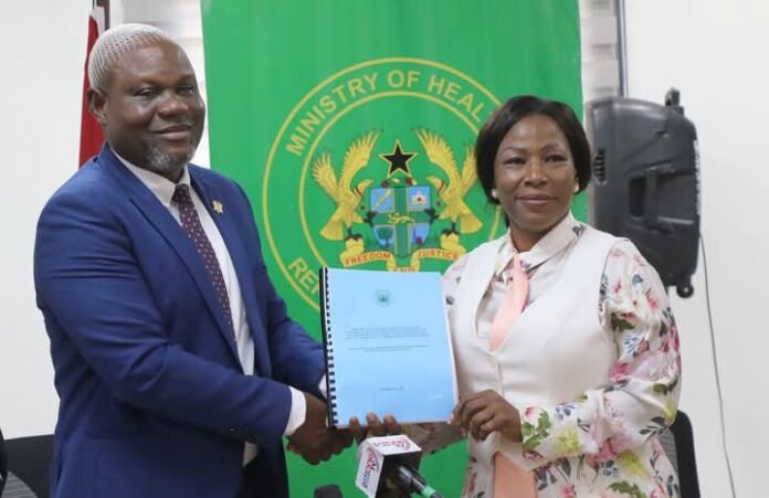Deputy Minister Prof. Dr Grace Ayensu-Danquah (right) receiving the committee's findings