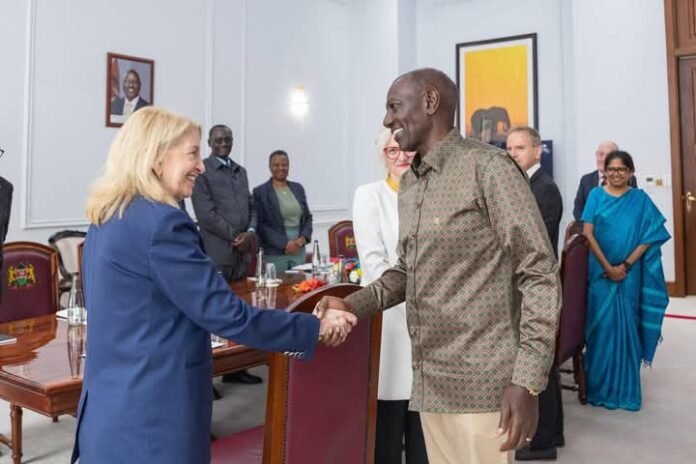Catherine Russell (left) and William Ruto (right) pictured at the State House in Nairobi
