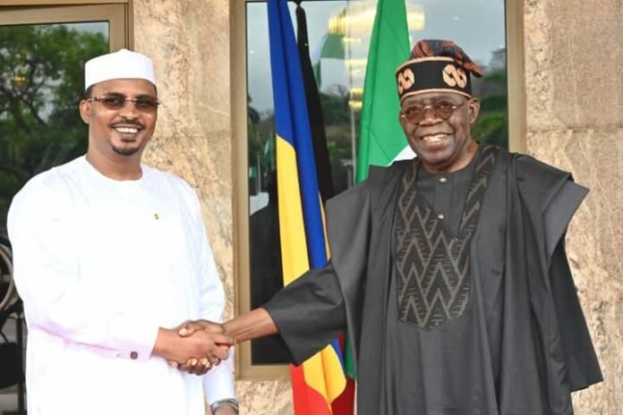 Marshal Mahamat Idriss Déby Itno (left) and Bola Ahmed Tinubu (right) pictured at Aso Rock in Abuja, Nigeria on Thursday, April 2, 2026
