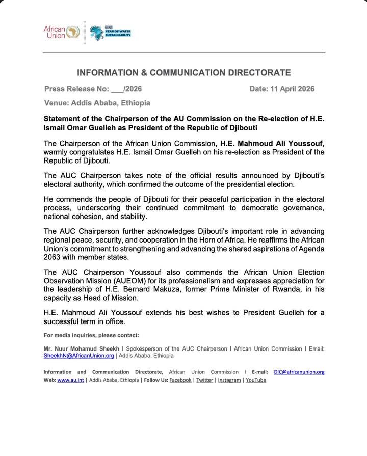 AU statement on Djibouti’s election