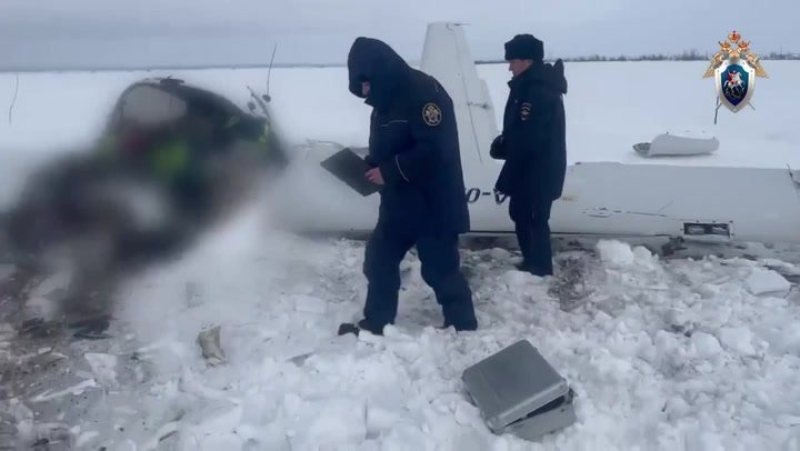 A Russian military plane crash site