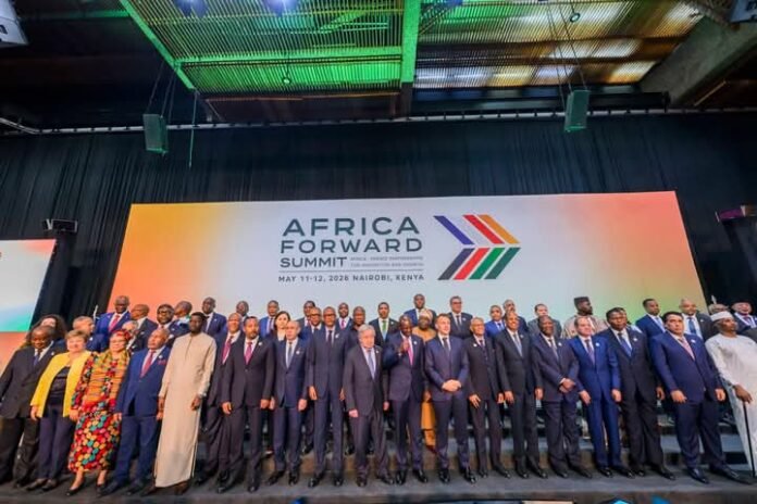 Participants in a group photo after the opening session of the Africa Forward Summit