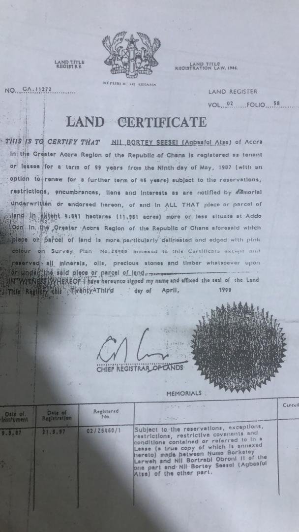 Land certificate 