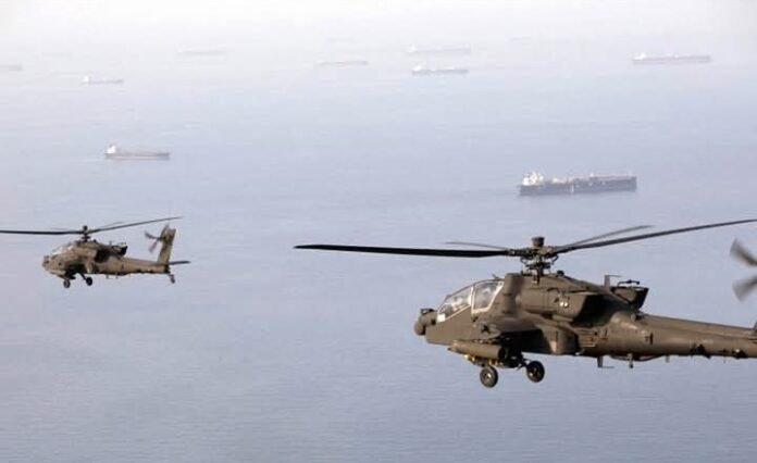 US Helicopters patrolling over the Strait of Hormuz