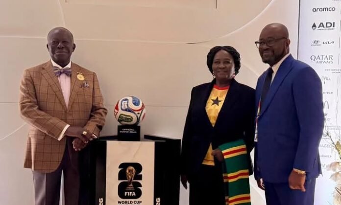 Asantehene Otumfuo Osei Tutu II (left), Prof. Naana Jane Opoku-Agyemang (middle) and President of the Ghana Football Association (GFA), Kurt Okraku (right) pictured in Toronto, Canada Asantehene Otumfuo Osei Tutu II (left), Prof. Naana Jane Opoku-Agyemang (middle) and President of the Ghana Football Association (GFA), Kurt Okraku (right) pictured in Toronto, Canada