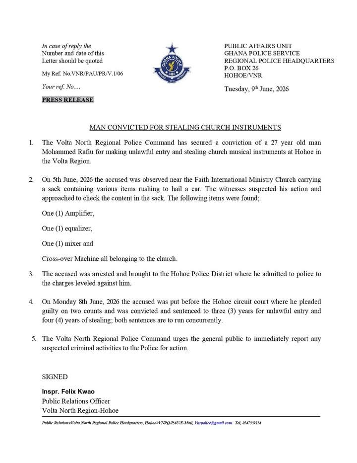 Ghana Police Service statement
