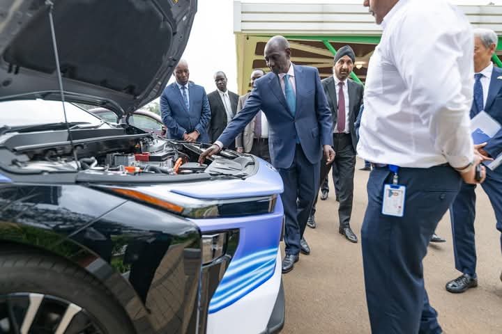 President William Ruto inspecting a Japanese car on the sidelines of the signing ceremony at State House in Nairobi on Monday, June 22, 2026