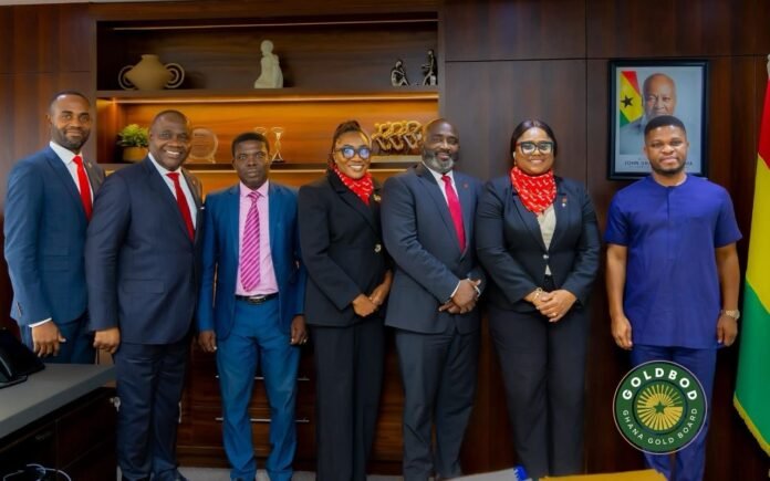 GoldBod CEO, Sammy Gyamfi (first right) in Group photo with UBA Ghana staff