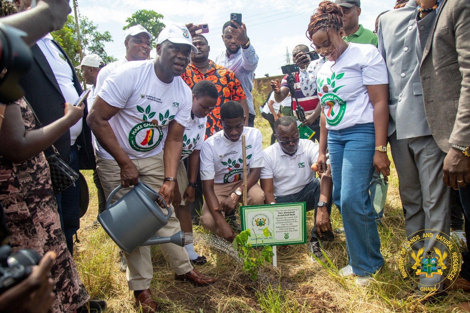 Honourable Emmanuel Armah-Kofi Buah, helping to plant a tree