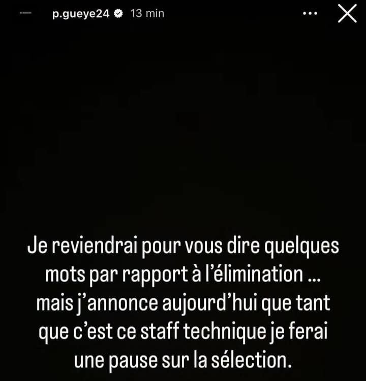 Pape Gueye's statement on Senegal World Cup exit