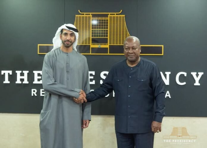 Sheikh Abdullah bin Zayed Al Nahyan (left) in a handshake with John Dramani Mahama Sheikh Abdullah bin Zayed Al Nahyan (left) in a handshake with John Dramani Mahama
