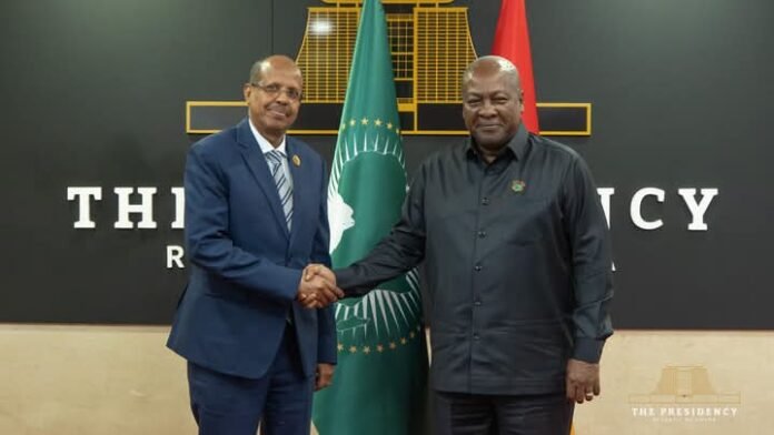 Mahmoud Ali Youssouf (left) and John Dramani Mahama (right)