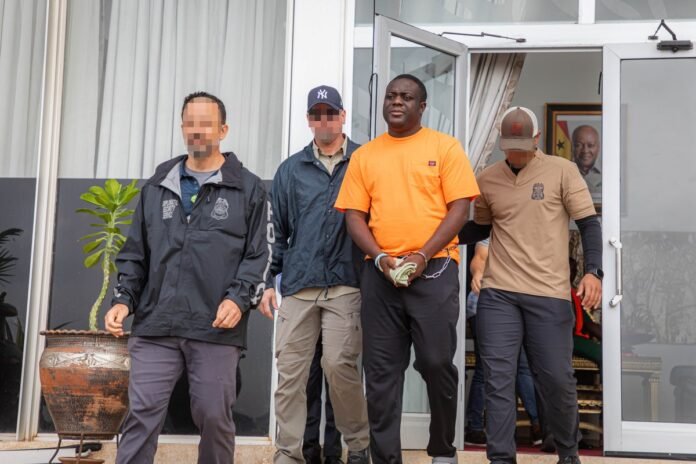 Dada Joe Remix in handcuffs upon his arrest in Ghana back in 2025