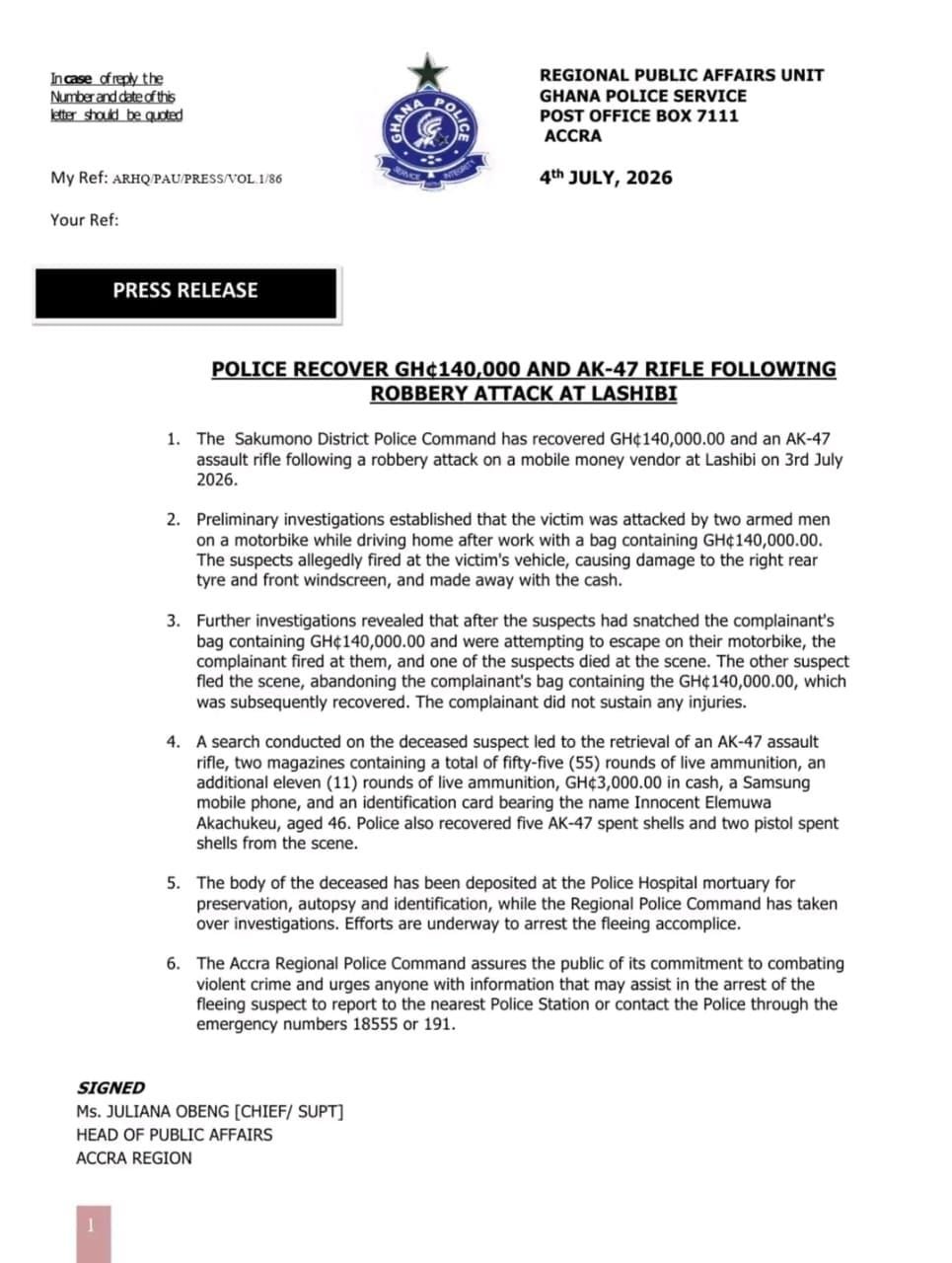 Police statement 