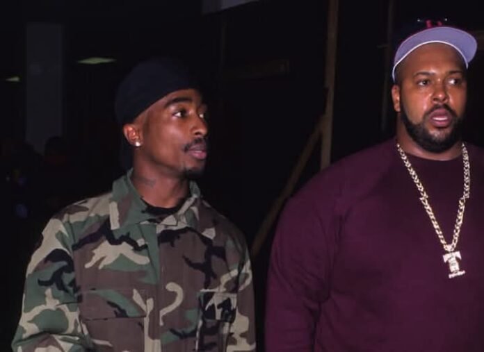 Tupac Shakur (left) and Suge Knight (right)