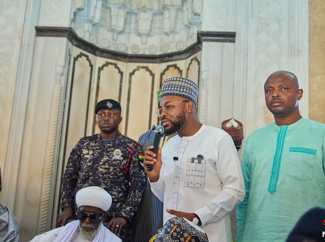 Osman Ayariga speaking during the visit to the National Chief Imam's residence