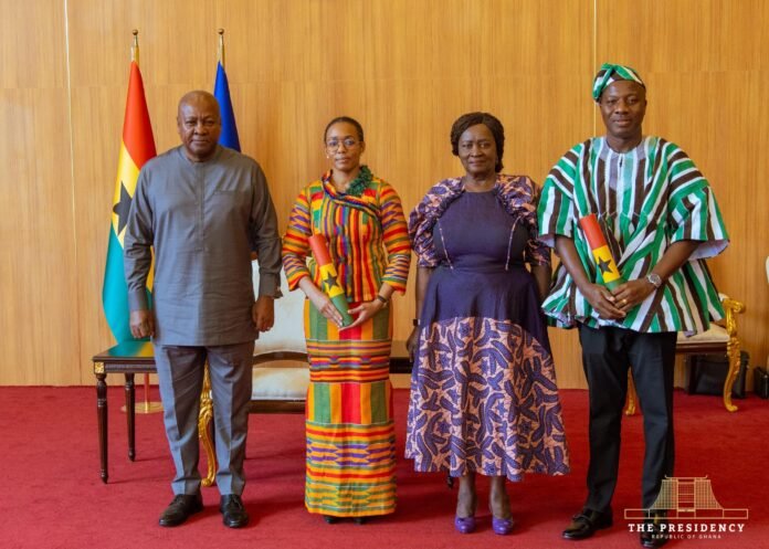 L-R: John Dramani Mahama, Dr Zanetor Agyeman-Rawlings, Vice President Jane Naana Opoku-Agyemang, and Mahama Ayariga