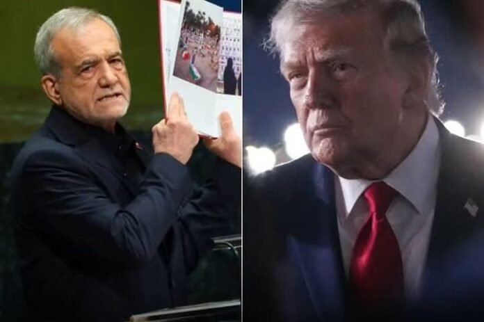 Masoud Pezeshkian [left] and Donald Trump