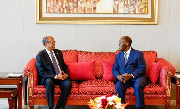 Mahmoud Ali Youssouf (left) and Alassane Ouattara